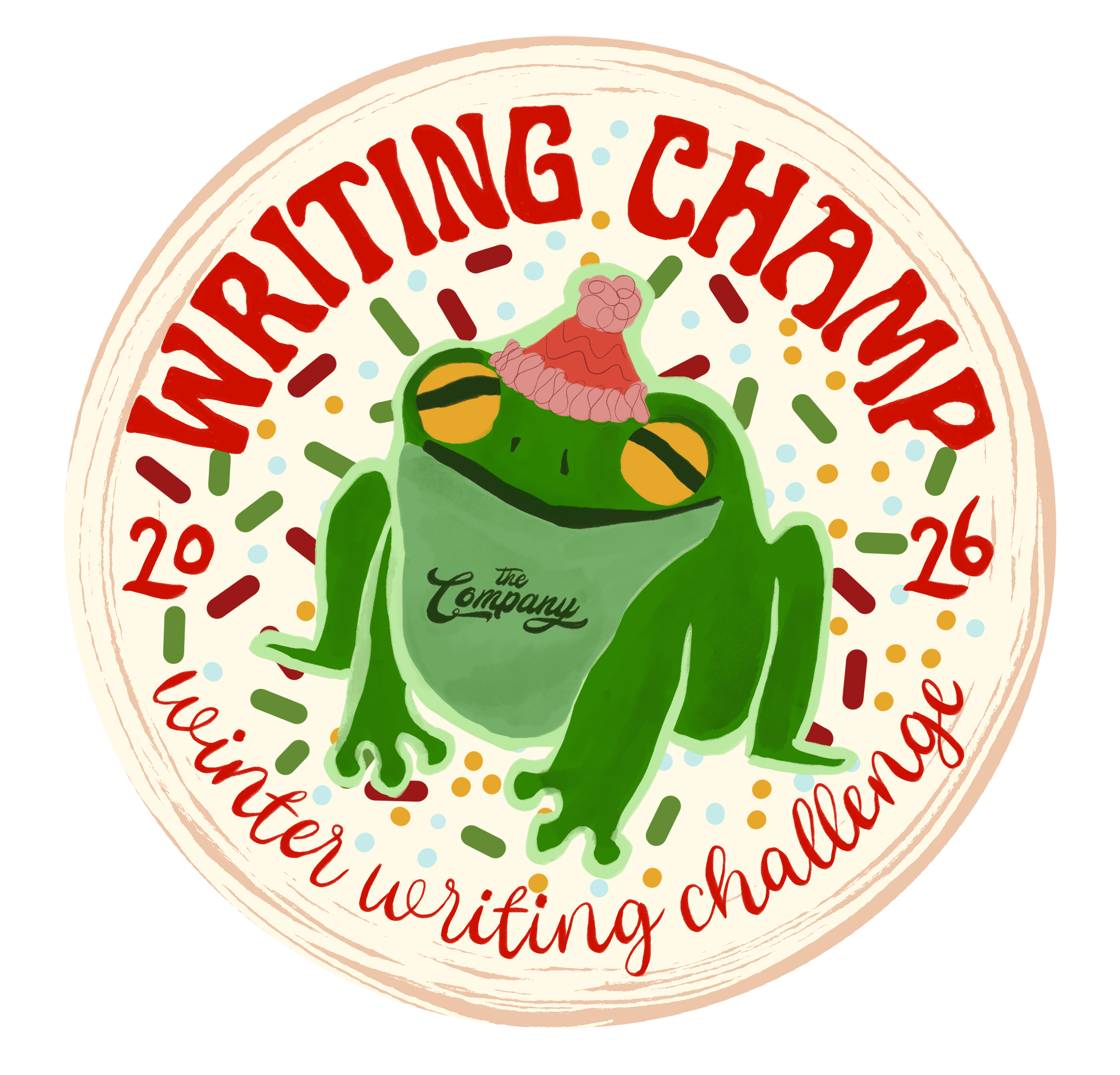 Winter Writing Challenge Free Sticker - Cute Holiday Frog